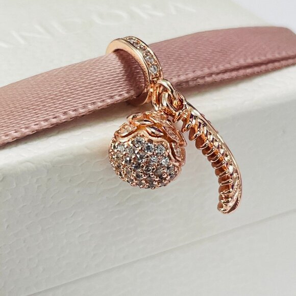 New Pandora Sparkling Pine Cone Dangle Charm Rose Gold-Plated - Picture 4 of 5